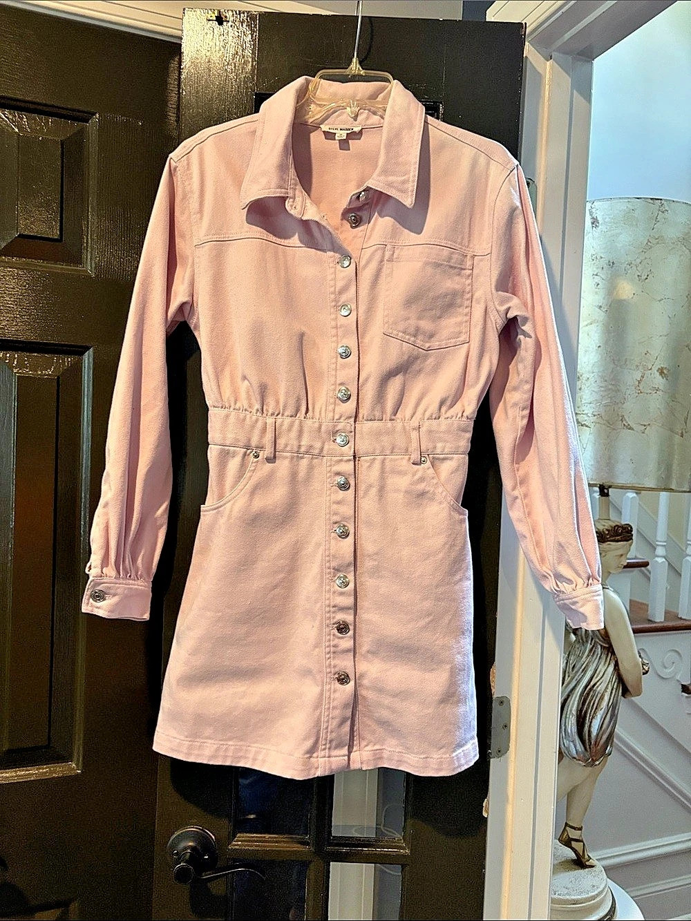 Steve Madden Krisha Dress Cotton Mini Shirt Dress in Pink Size 8 Like New